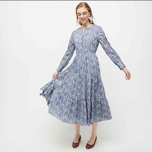 J.Crew Long Tiered Dress in Liberty® June's Meadow Print